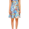 Dresses*Rodarte Aqua Multicolor Printed Bias Mini Slip Dress