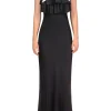 Dresses*Rodarte Black Charmeuse Bias Tiered Ruffle Halter Dress With White Bow Detail