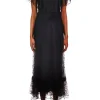 Dresses*Rodarte Black Floral Lace Dress With Flower Corsage