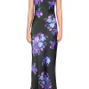 Dresses*Rodarte Black Foral Gown With Silk Flower Detail