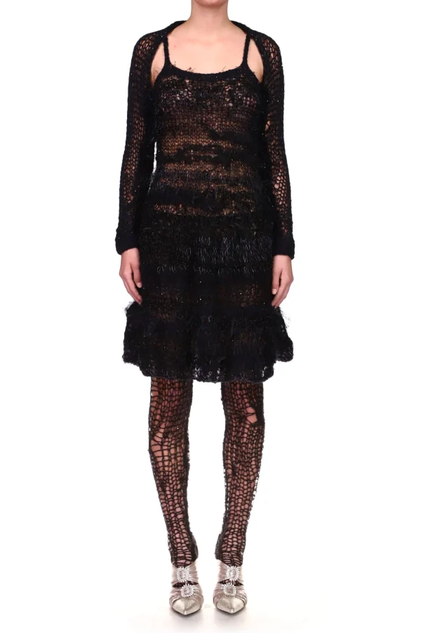 Dresses*Rodarte Black Loose Hand Knit Dress