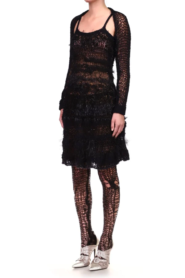 Dresses*Rodarte Black Loose Hand Knit Dress