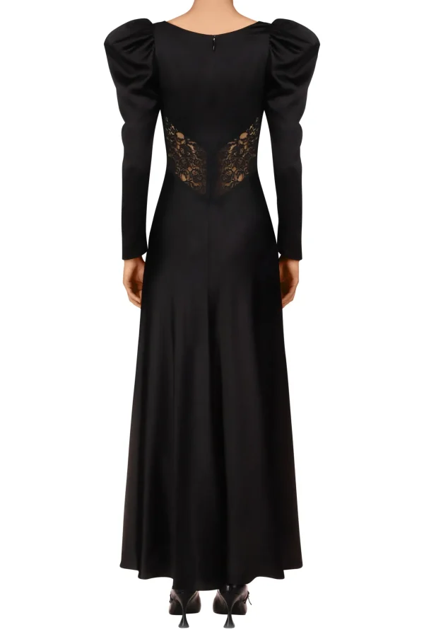 Dresses*Rodarte Black Silk And Lace Bias Long Sleeve Dress