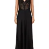 Dresses*Rodarte Black Silk Charmeuse Bias Dress With Black Lace