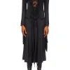 Dresses*Rodarte Black Silk Long Sleeve Dress With Black Sequin Tulle & Sash