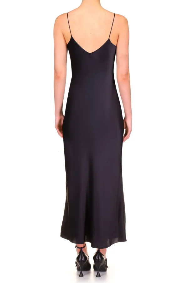 Dresses*Rodarte Black Silk Satin Bias Slip Dress