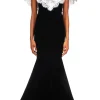 Dresses*Rodarte Black Velvet Gown With Off White Lace Collar