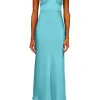 Dresses*Rodarte Blue Silk Satin Dress With Lace Details