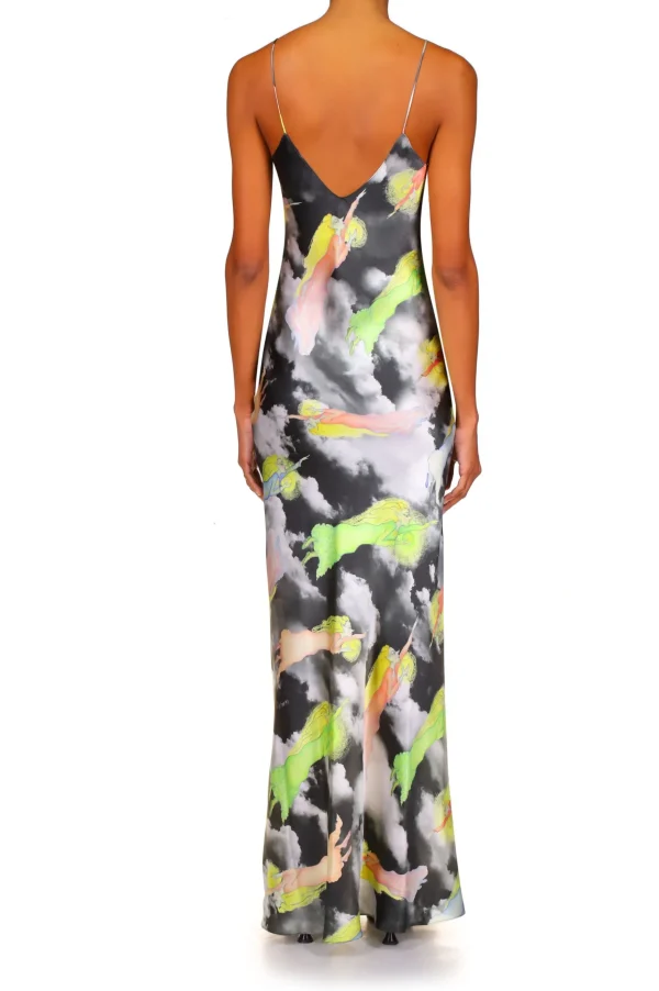 Dresses*Rodarte Cloud And Fairy Printed Silk Satin Bias Slip Dress