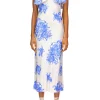 Dresses*Rodarte Floral Printed Silk Twill Bias Slip Dress With Ruffle And Silk Flower Detail