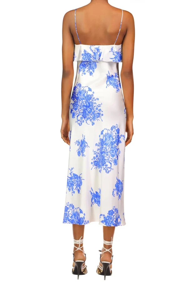 Dresses*Rodarte Floral Printed Silk Twill Bias Slip Dress With Ruffle And Silk Flower Detail