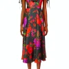 Dresses*Rodarte Floral Printed Twill Dress With Silk Flower