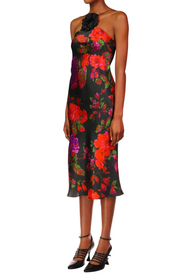 Dresses*Rodarte Floral Silk Satin Halter Dress With Flower