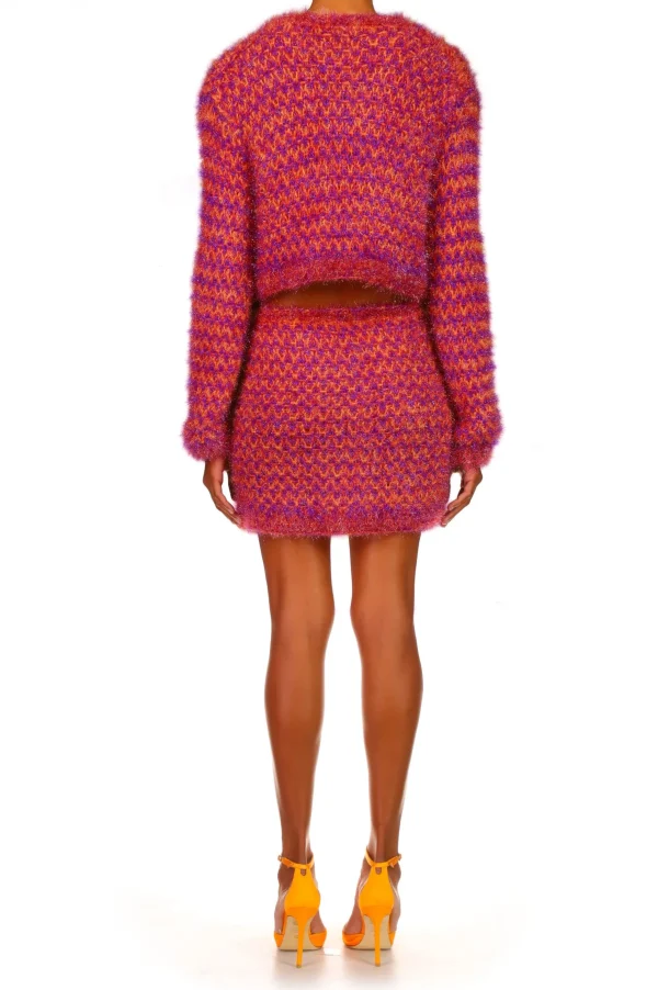 Knitwear*Rodarte Fuchsia And Orange Hand Knit Mini Skirt