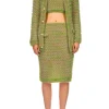 Bottoms*Rodarte Green And Pink Hand Knit Pencil Skirt