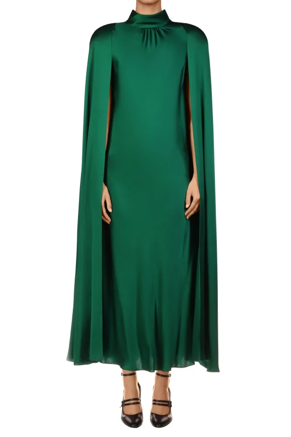 Dresses*Rodarte Green Silk Satin Cape Dress