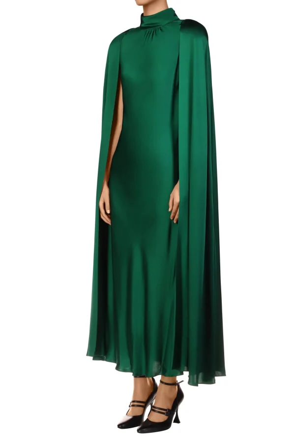 Dresses*Rodarte Green Silk Satin Cape Dress