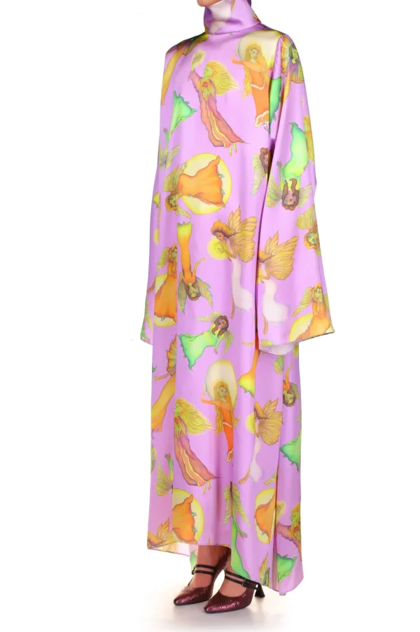 Dresses*Rodarte Lavender Fairy Printed Silk Satin Tunic Dress