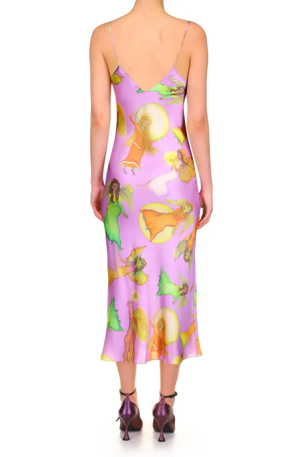 Dresses*Rodarte Lavender Fairy Printed Silk Satin Bias Slip Dress