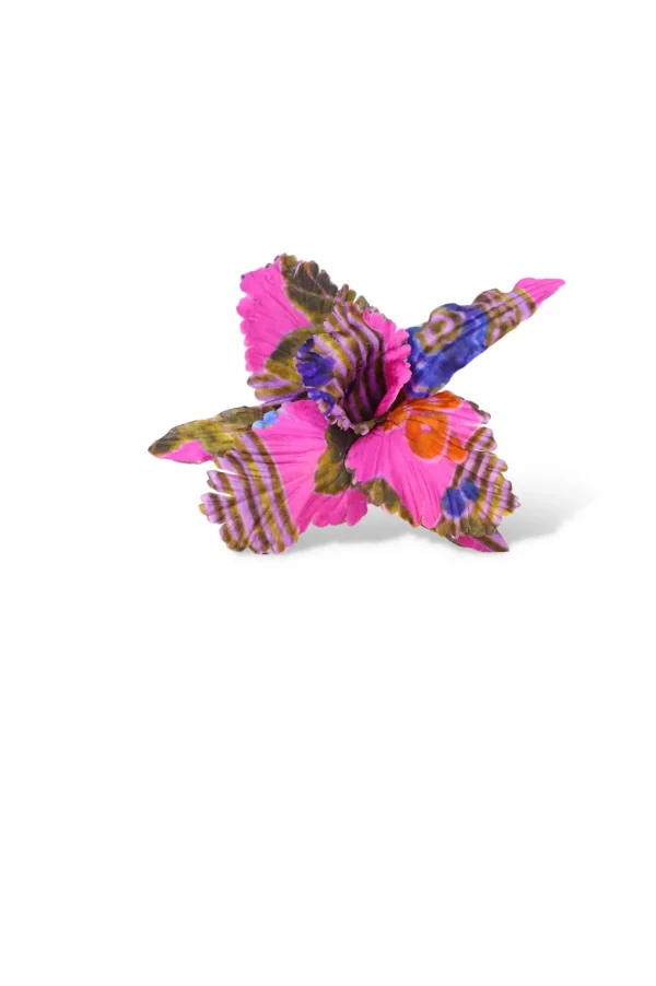 Accessories*Rodarte Magenta Printed Silk Iris Flower Pin