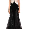 Dresses*Rodarte Metallic Black And White Lace And Velvet Gown With Lace Godets