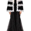 Tops*Rodarte Metallic Black And White Lace Capelet