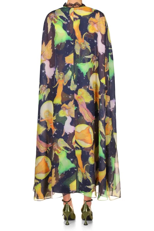 Dresses*Rodarte Midnight Fairy Printed Silk Chiffon And Satin Cape Dress