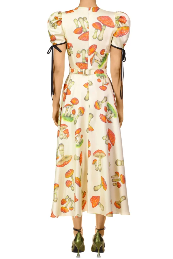 Dresses*Rodarte Mushroom Printed Twill Dress With Silk Flower