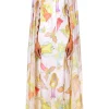 Dresses*Rodarte Off White Fairy Printed Silk Chiffon And Charmeuse Cape Dress