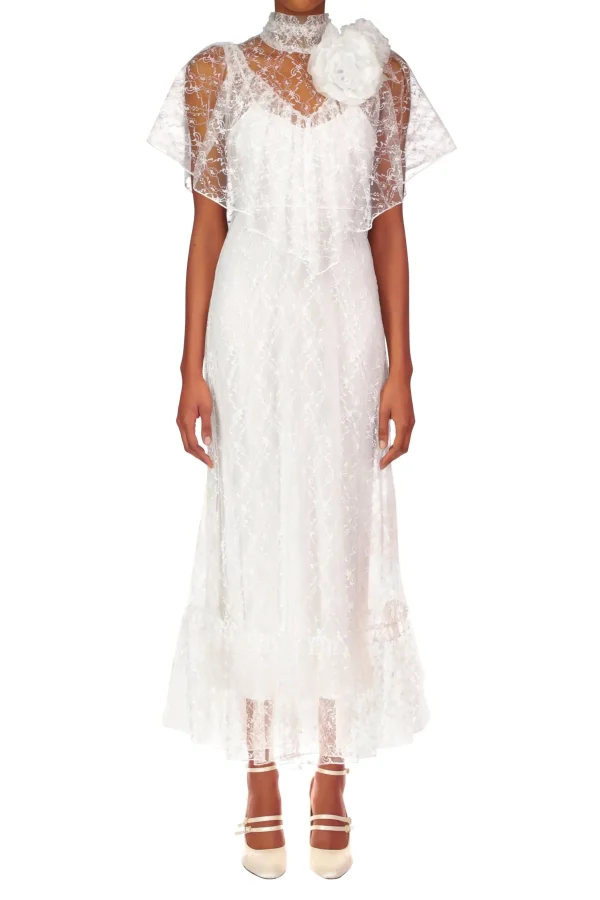 Dresses*Rodarte Off White Floral Lace And Silk Dress