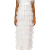 Dresses*Rodarte Off White Floral Tulle Tiered Ruffle Dress