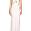 Dresses*Rodarte Off White Silk Bias Dress With Lace, Ruffle And Silk Flower Details