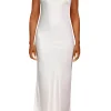 Dresses*Rodarte Off White Silk Satin Bias Slip Gown With Silk Flower