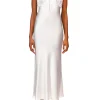 Dresses*Rodarte Off White Silk Satin Bias Dress With Lace And Ruffle Details