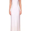 Dresses*Rodarte Off White Silk Satin Halter Gown With Silk Flower