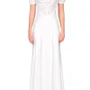 Dresses*Rodarte Off White Silk Satin Short Sleeve Gown With Lace Details