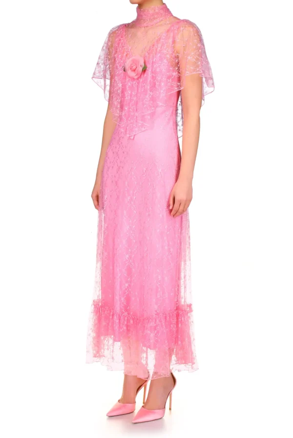 Dresses*Rodarte Pink Floral Lace Dress