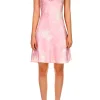 Dresses*Rodarte Pink Floral Printed Bias Mini Slip Dress