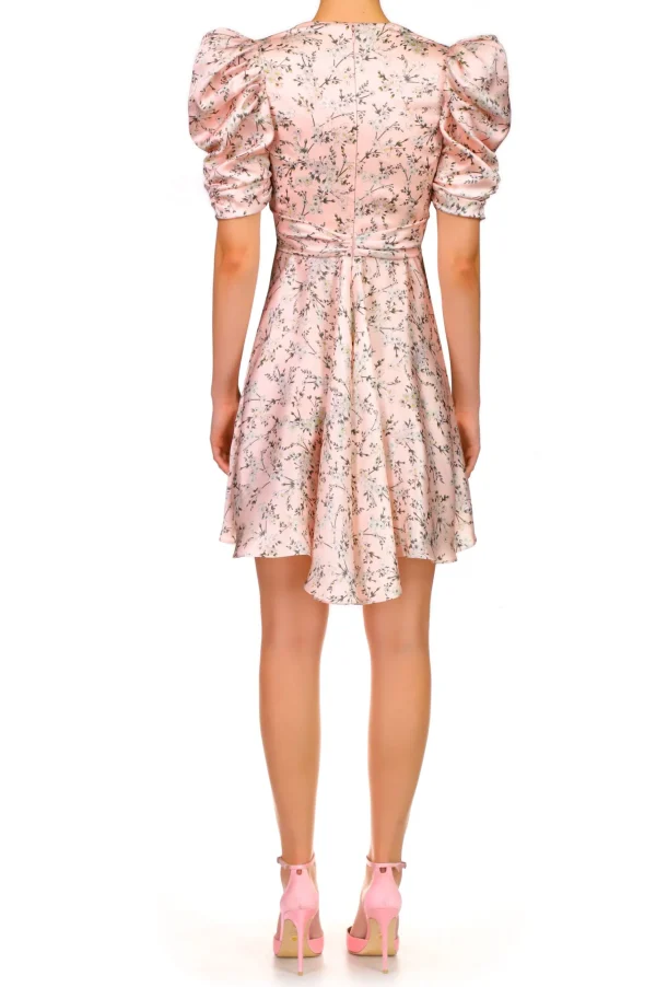 Dresses*Rodarte Pink Floral Printed Silk Dress With Silk Flower