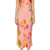 Dresses*Rodarte Pink Mushroom Printed Silk Satin Slip Dress