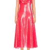 Dresses*Rodarte Pink Sequin Halter Bias Dress With Flower Detail