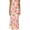 Dresses*Rodarte Pink Tulip Bouquet Printed Slk Mid Length Slip Dress With Silk Flower