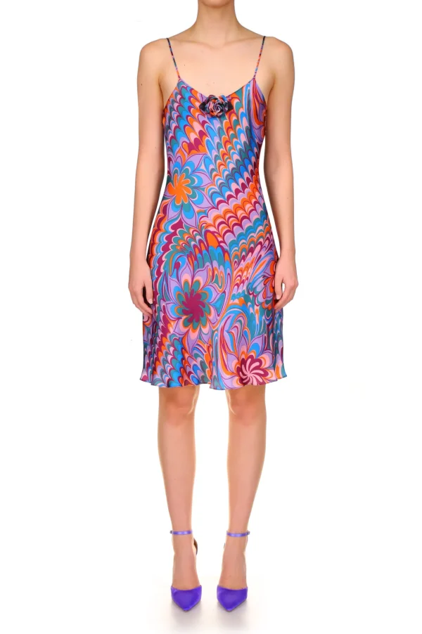 Dresses*Rodarte Plum Multicolor Printed Bias Mini Slip Dress