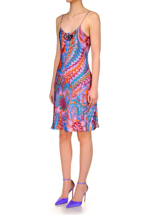 Dresses*Rodarte Plum Multicolor Printed Bias Mini Slip Dress