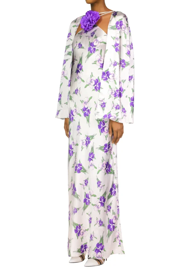 Dresses*Rodarte Purple Iris Printed Silk Satin Capelet