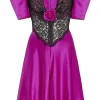 Dresses*Rodarte Purple Silk Short Sleeve Mini Dress With Lace Detail