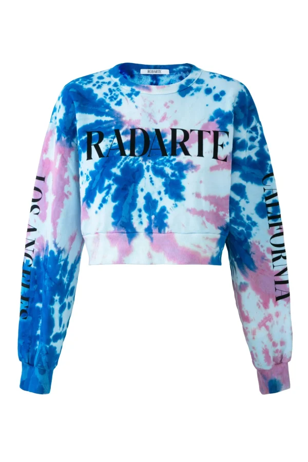 Tie-Dye*Rodarte Radarte Logo Tie Dye Cropped Sweatshirt