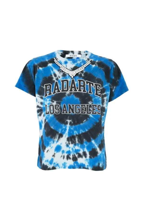 Tie-Dye*Rodarte Radarte Logo Tie Dye T-Shirt With Rhinestone Detail