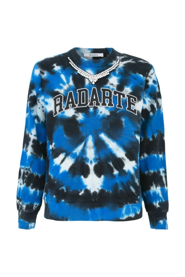 Tie-Dye*Rodarte Radarte Tie Dye Sweatshirt With Rhinestone Necklace