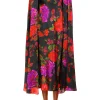 Dresses*Rodarte Red And Purple Floral Silk Satin Cape Dress